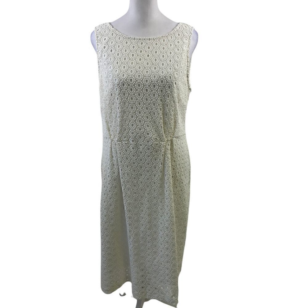 Garnet Hill White Sleeveless Eyelet Dress Size 10